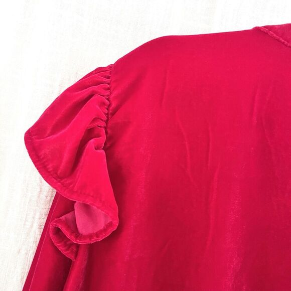 Cato Super Soft Hot Pink Velvet / Velour *Barbiecore* Ruffly Blouse Plus 26/28W - Picture 7 of 10